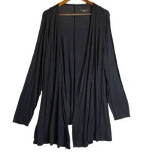 LANE BRYANT BLACK DRAPE STRETCHY HIGH LOW OPEN FRONT CARDIGAN SIZE 18/20